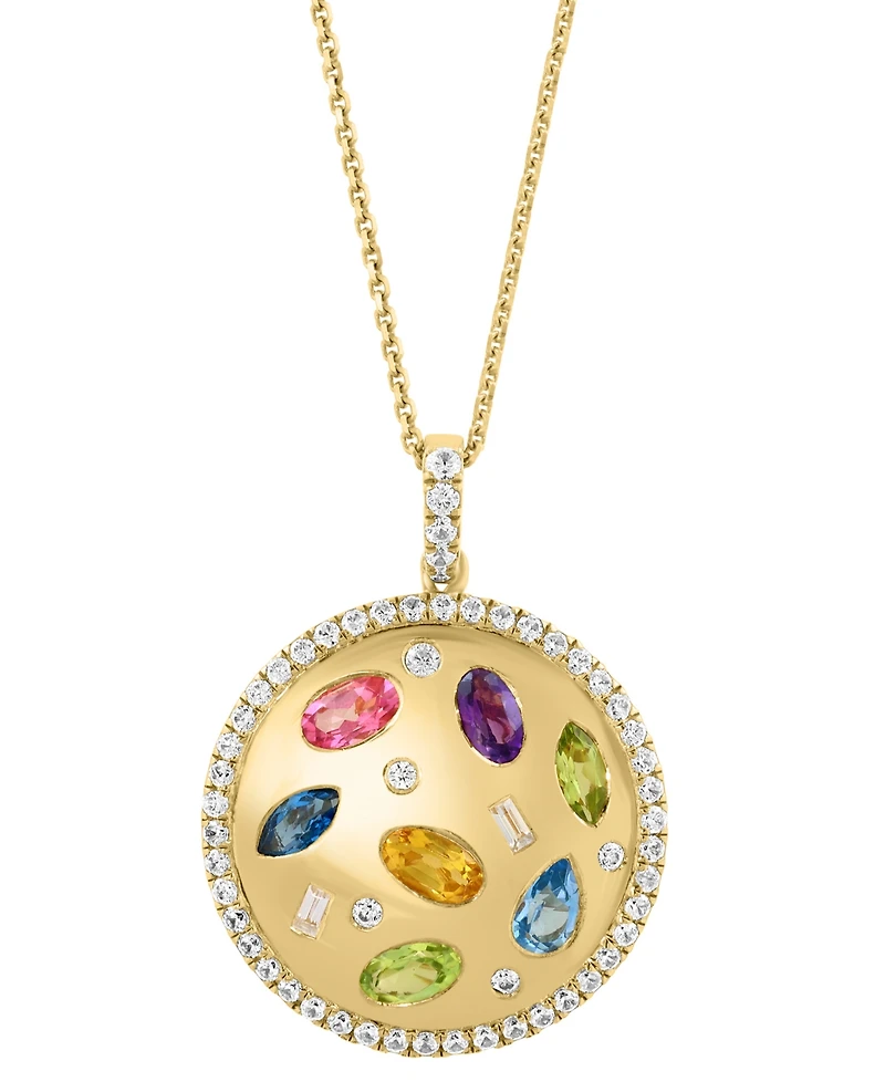 Effy Collection Multi-Gemstone (2-1/3 ct. t.w.) Pendant Necklace in 14k Yellow Gold over Silver