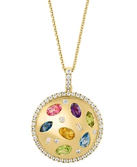 Effy Collection Multi-Gemstone (2-1/3 ct. t.w.) Pendant Necklace in 14k Yellow Gold over Silver