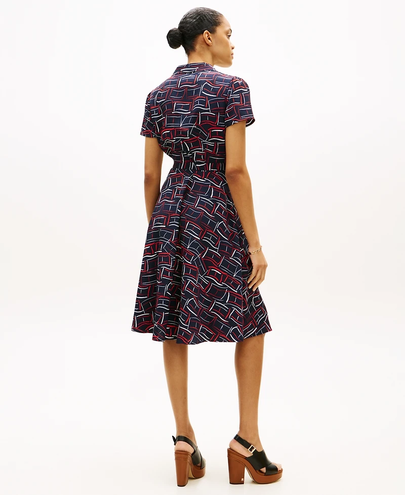 Tommy Hilfiger Women's Fluid Printed Collared Shirt Dress