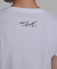 Karl Lagerfeld Paris Women's Crewneck Eiffel Tower T-Shirt