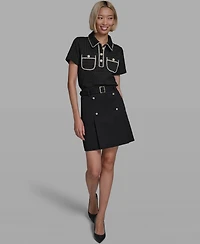 Karl Lagerfeld Paris Women's Polka Dot Belted Skirt