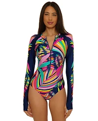 Trina Turk Women's Paralia Zip Front Paddle One-Piece Swimsuit
