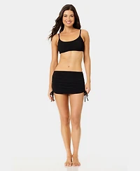 California Waves Women's Solid Popcorn Scrunch Side-Tie Swim Skirt
