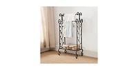 Kings Brand Furniture Black Metal with Gold Leaf Free Towel Rack Stand with Shelf