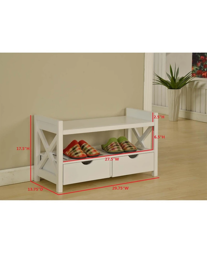 Kings Brand Furniture Wood Shoe Storage Bench – Entryway Organizer with Drawers & Seating