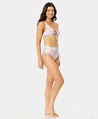 California Waves Women's Blooming Garden Tunneled High-Waist Swim Bottoms
