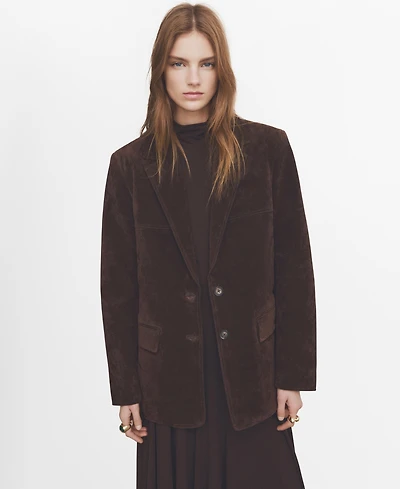 Mango Women's Straight Suede Blazer