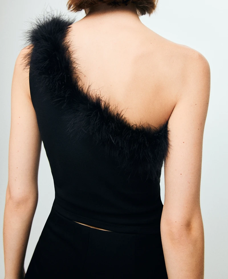 Mango Women's Fine Knit Feather Top