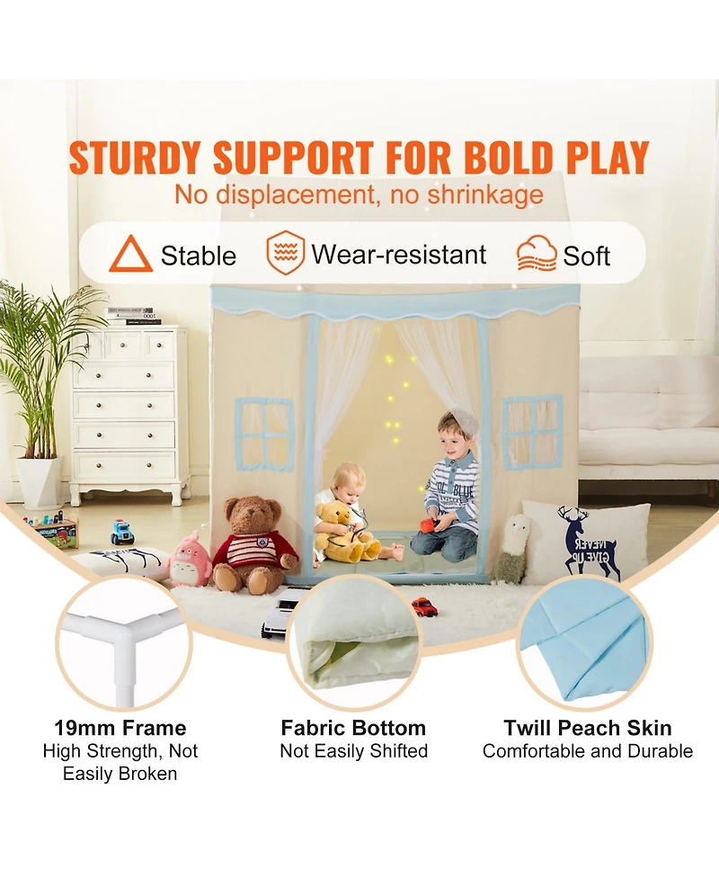 Mecale Kids Play Tent, Ages 1-5, Includes Mat & Tent Light, Windowed Indoor/Outdoor Playhouse Tent, Beige