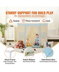 Mecale Kids Play Tent, Ages 1-5, Includes Mat & Tent Light, Windowed Indoor/Outdoor Playhouse Tent, Beige