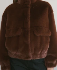 Mango Women's Pockets Faux-Fur Jacket