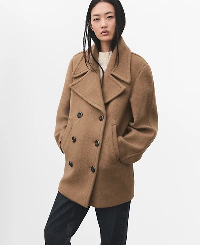 Mango Women's Double-Breasted Manteco Wool Coat