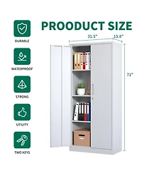Boyel Living 71" Metal Storage Cabinet – Lockable doors, 4 shelves, ideal for garage, office, classroom, or pantry organization.