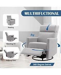 Boyel Living Modern Upholstered Nursery Chair Rocker Plush Seating Glider Swivel Recliner Chair