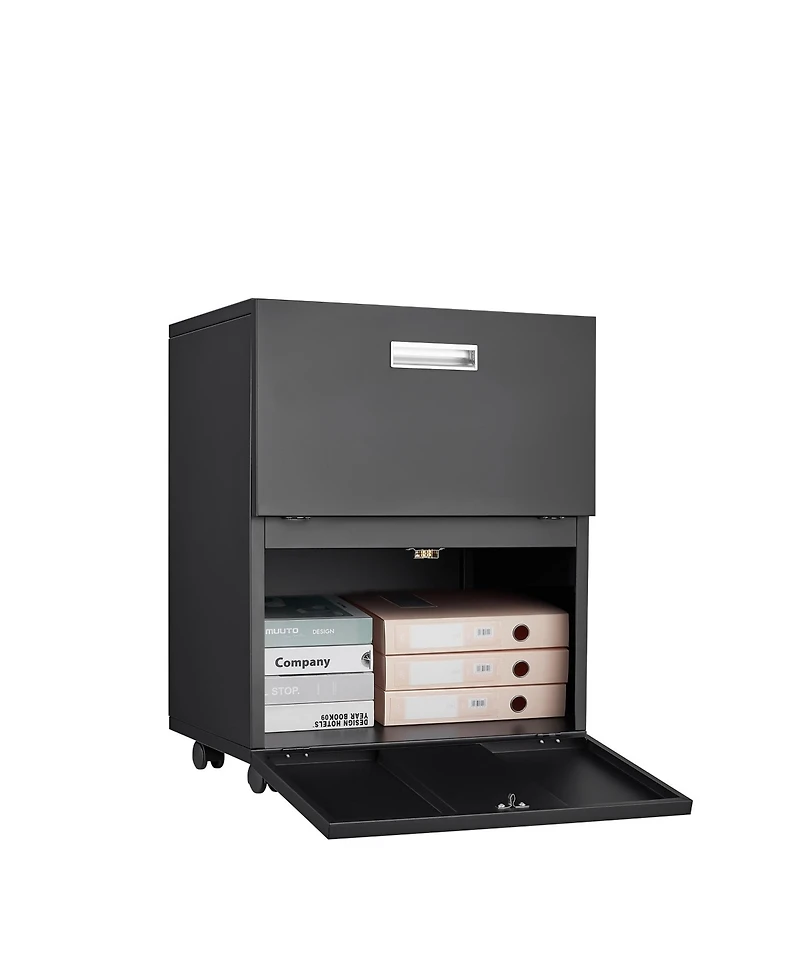 Office Furniture Copier Cabinet Black 2 Drawer Steel Copier Stand Mobile Pedestal File Cabinet