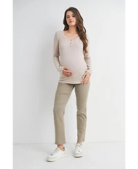 Hello Miz Womens Henley Long Sleeve Maternity Nursing Top