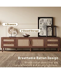 sumyeg 78" Cabinet Tv Stand with 4-Drawer and Soft-Close Hinges