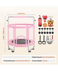 Mecale Kids Trampoline, 55", Indoor/Outdoor w/ Enclosure Net & Basketball Hoop, for Ages 3