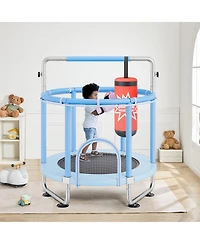 Mecale Kids Trampoline, 55" (4.6 ft), Enclosure Net & Basketball Hoop, Indoor/Outdoor, Ages 3