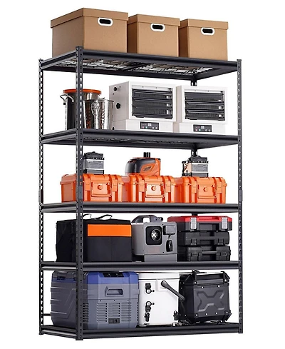 Mecale 5-Tier Storage Shelves, 3000-Lb Capacity, 24"D x 48"W x 72"H, Adjustable Heavy-Duty Utility Rack, Black