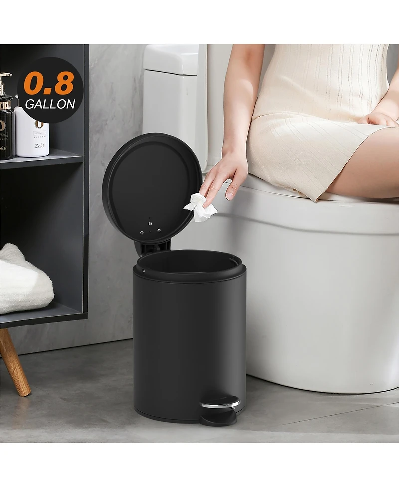 Mega Casa 3.2 + 0.8 Gallon Black Soft-Close Lid Step Trash Can Set