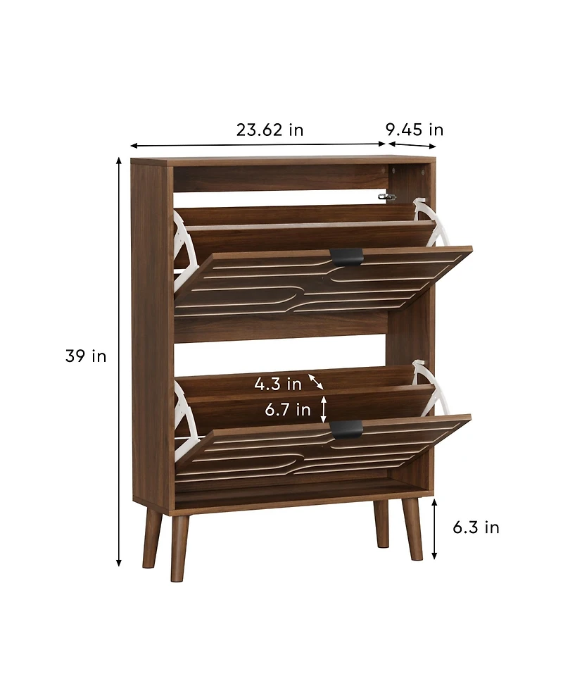 Boyel Living Modern Shoe Cabinet with 2 Flip Drawers for Corridors and Entrances