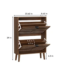Boyel Living Modern Shoe Cabinet with 2 Flip Drawers for Corridors and Entrances
