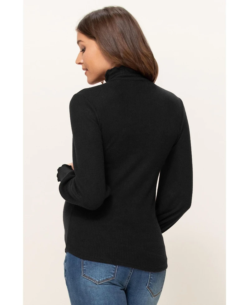 Hello Miz Maternity Turtleneck Ribbed Knit Long Sleeve Sweater