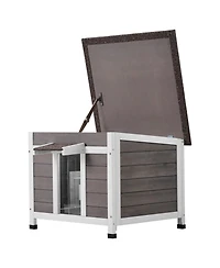 Cozito Weatherproof Wooden Outdoor Cat Shelter with Door Flaps, 24