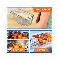 Lifemaster Multi-purpose Refrigerator Bins - 14 pieces Usable and Stackable Design Fridge Bin Organizer with Easy Grip Handles
