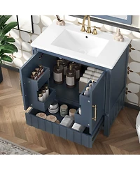 Cesicia 30 in. Bathroom Vanity with Sink, Multi-functional Bathroom Cabinet with Doors, Storage Shelves and Drawers