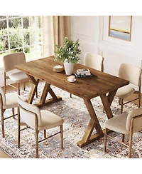 Tribesigns 63" Solid Wood Farmhouse Dining Table for 4–6, Brown