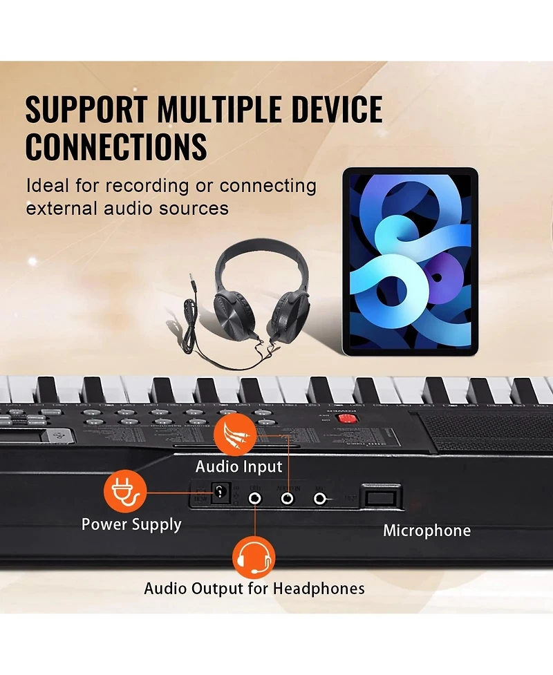 61 Key Digital Keyboard Piano with Dual Speakers Multiple Sound Modes and Beginner Friendly Learning Setup