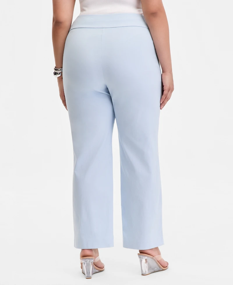 I.n.c. International Concepts Plus Mid-Rise Pull-On Straight-Leg Pants, Created for Macy's