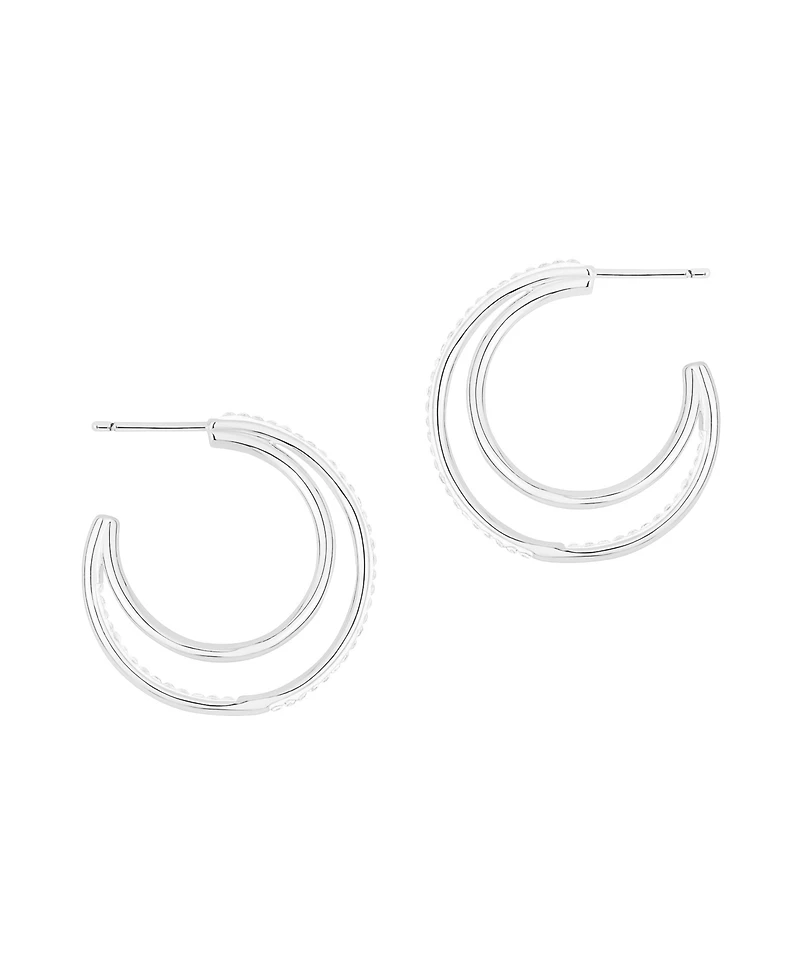 And Now This Crystal Double Row C Hoop Post Earrings