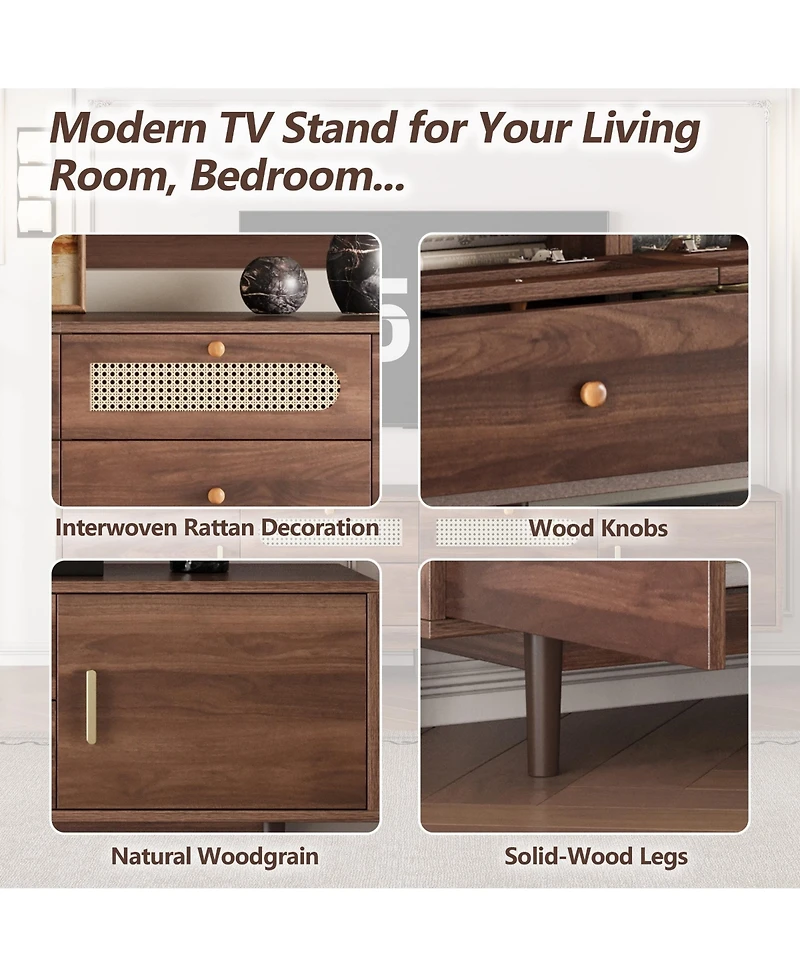 Boyel Living 76-Inch Modern Tv Stand with Drawers for Living Room or Bedroom, Fits TVs Up to 85 Inches