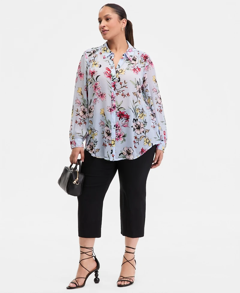 I.n.c. International Concepts Plus Printed Button-Front Shirt, Macy's Exclusive