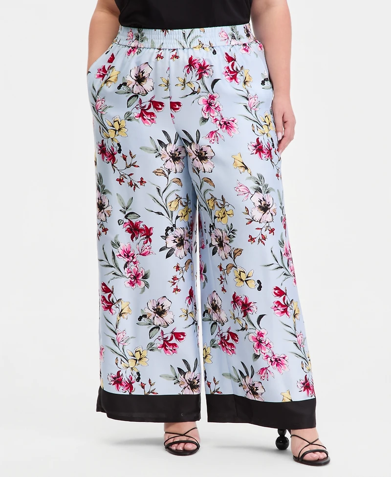 I.n.c. International Concepts Plus Printed Wide-Leg Pull-On Pants, Macy's Exclusive