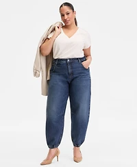 I.n.c. International Concepts Plus High Rise Barrel Jeans, Macy's Exclusive
