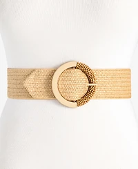 On 34th Half Beaded Buckle Stretch Straw Belt, Macy's Exclusive
