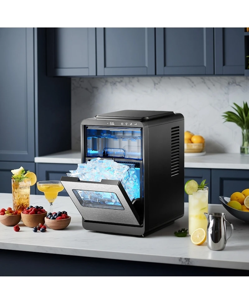 Euhomy Per day Countertop or Portable Black Crescent Ice Maker with 1.9L Water Tank and 2.2Lbs Ice Basket