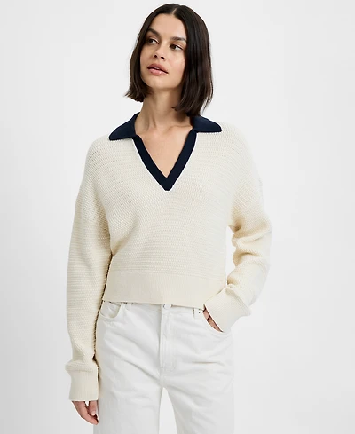 French Connection Women's Mozart Contrast Trim Knit Pull-On Sweater