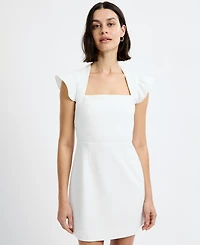 French Connection Women's Square Neck Flutter Sleeve Mini Dress