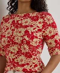 Lauren Ralph Plus Stretch Boat Neck T-Shirt