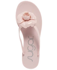 Sugar Women's Rosebud Stud Open Toe Flat Sandals