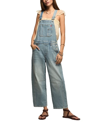 Lucky Brand Women's Barrel Square Neck Overalls Jumpsuits