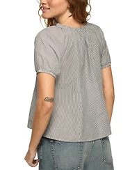Lucky Brand Women's Short-Sleeve Tie Neck Top