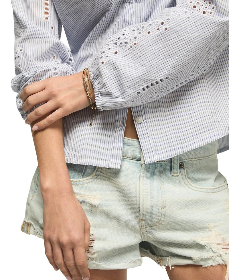 Lucky Brand Women's Cutwork Long-Sleeve Button-Down Shirt