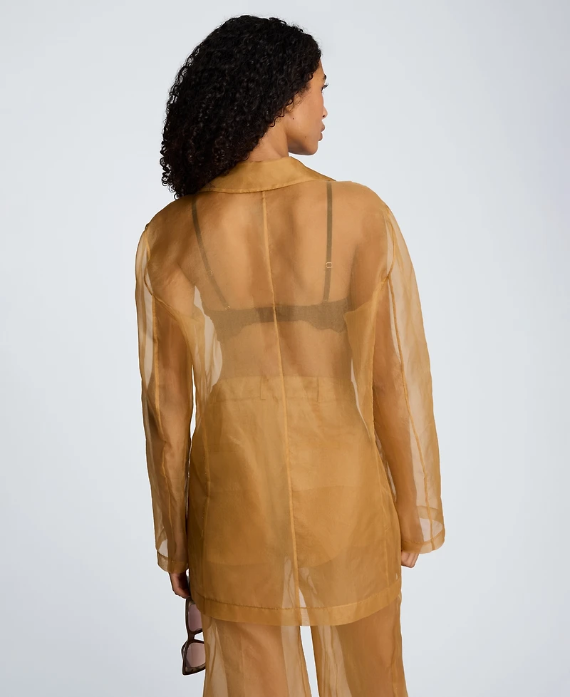 Kenneth Cole Women's Organza One-Button Notch Collar Jacket