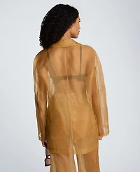 Kenneth Cole Women's Organza One-Button Notch Collar Jacket
